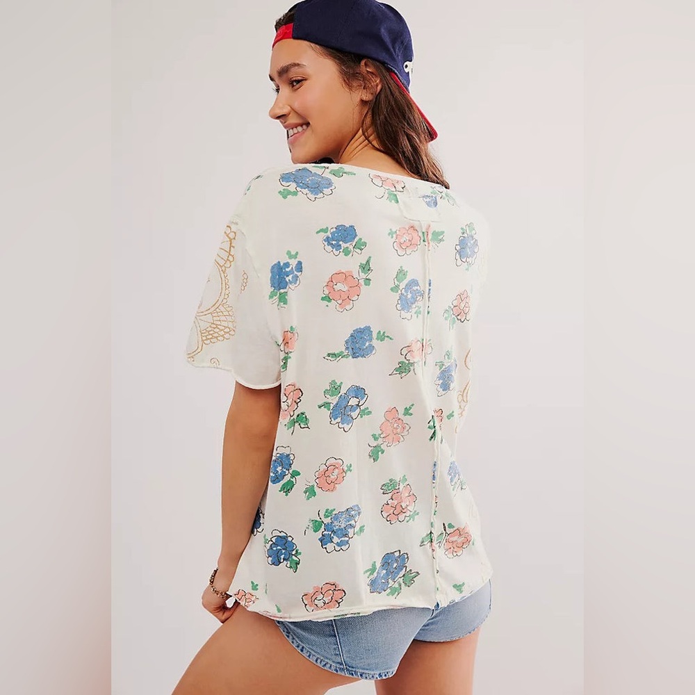 FREE PEOPLE We The Free Nina Boheme Printed Tee White - Picture 4 of 11